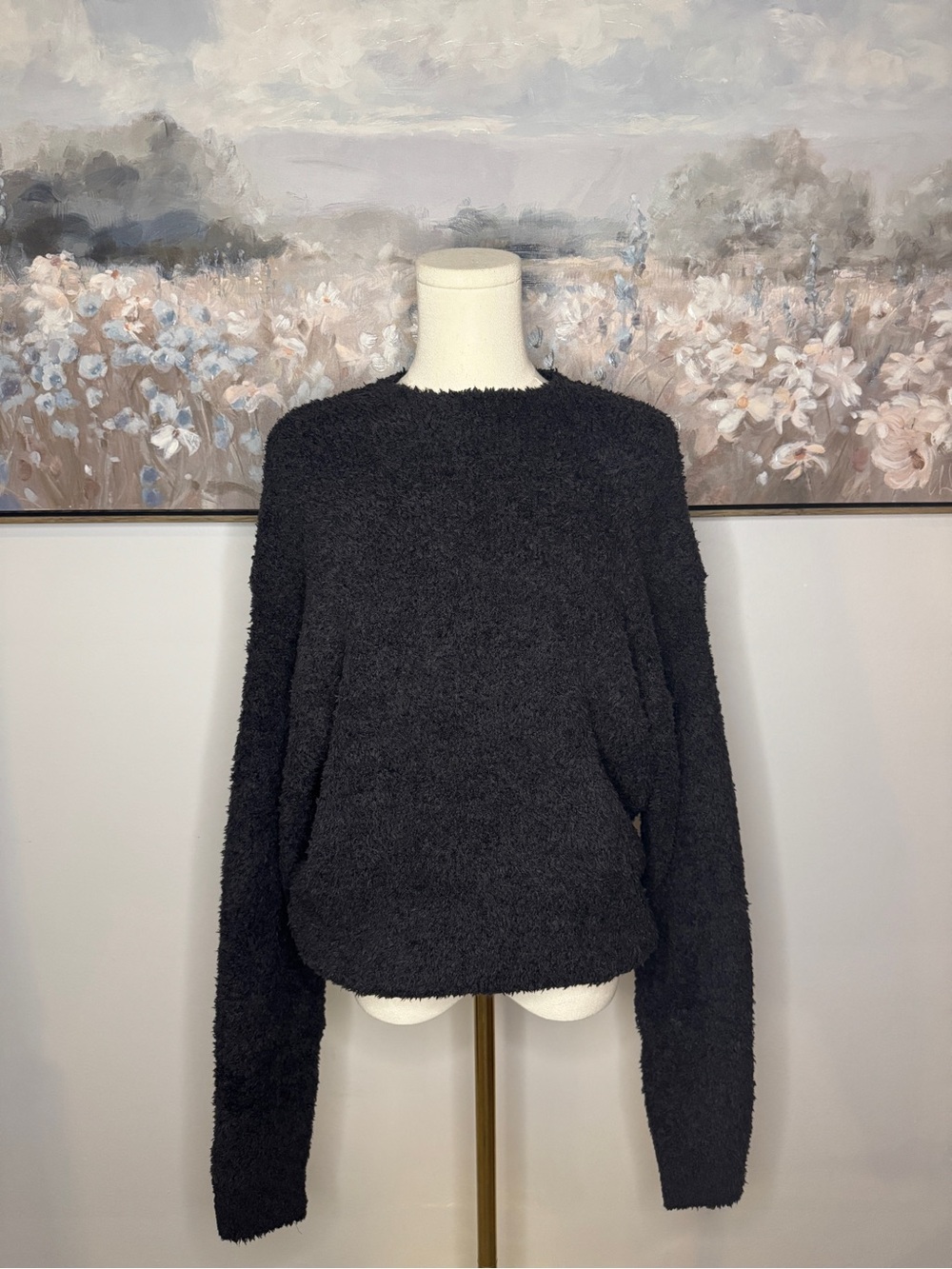 Skims Cozy Unisex Pullover in Onyx Size S/M NWT